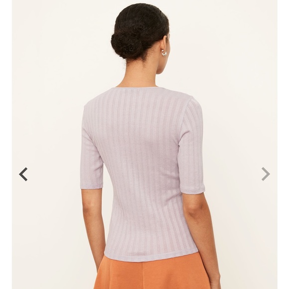 VINCE Ribbed Elbow Sleeve Crew Neck Top - Picture 4 of 16